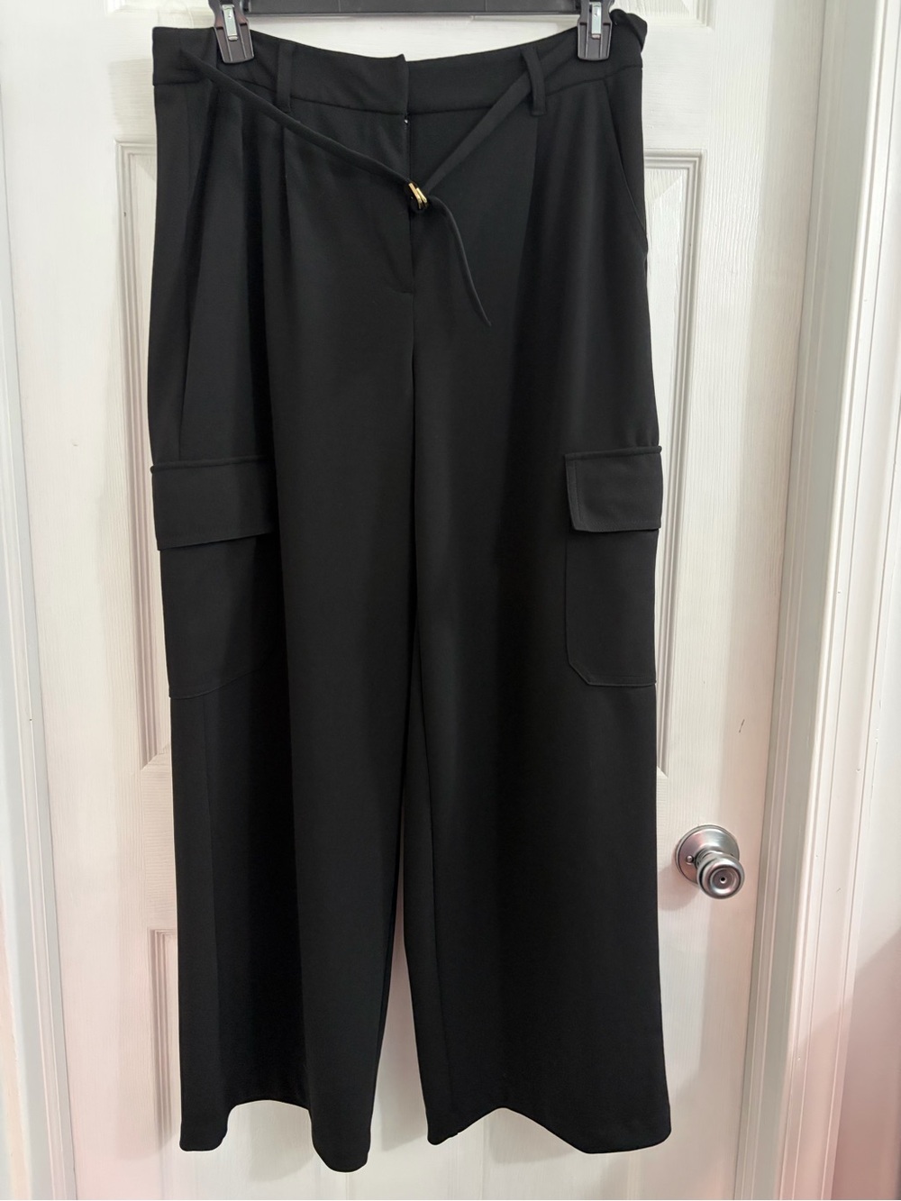 Michael Kors Black Wide-Leg Cargo Trousers. Size 14 $15
